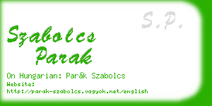 szabolcs parak business card
